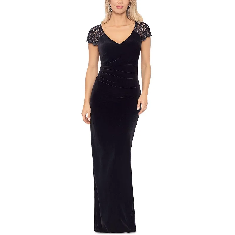 X by Xscape Womens Velvet Metallic Evening Dress