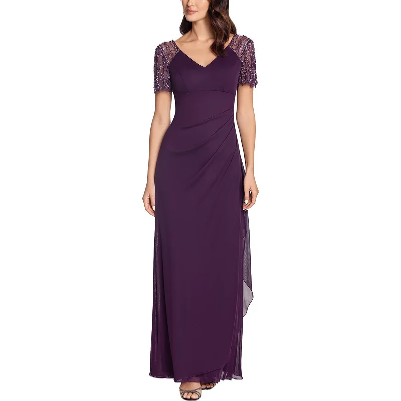 Xscape Womens Chiffon Embellished Evening Dress