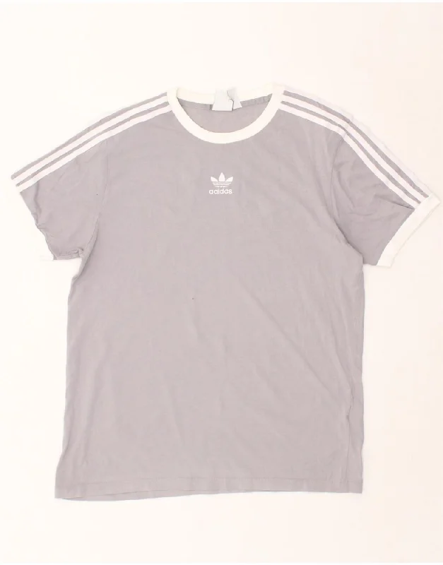 ADIDAS Womens T-Shirt Top UK 12 Medium  Grey Cotton