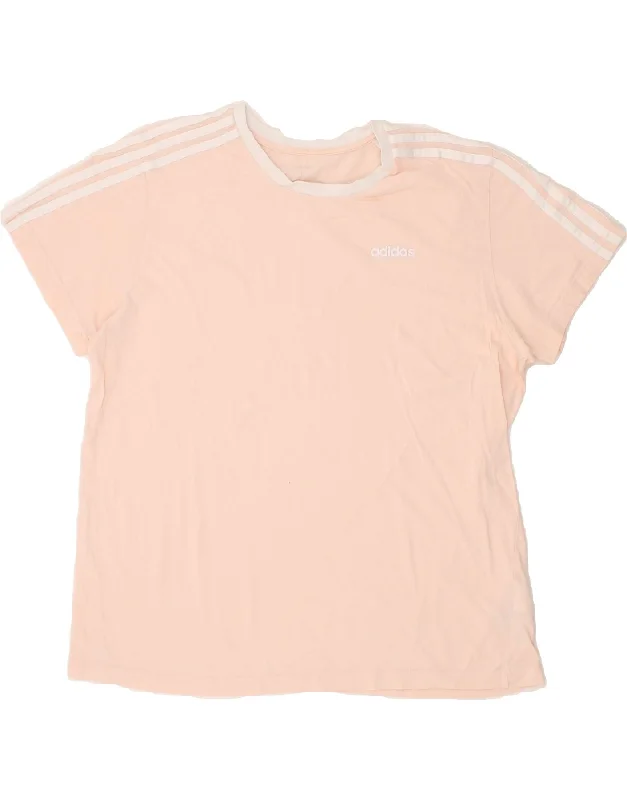 ADIDAS Womens T-Shirt Top UK 16 Large Pink Cotton