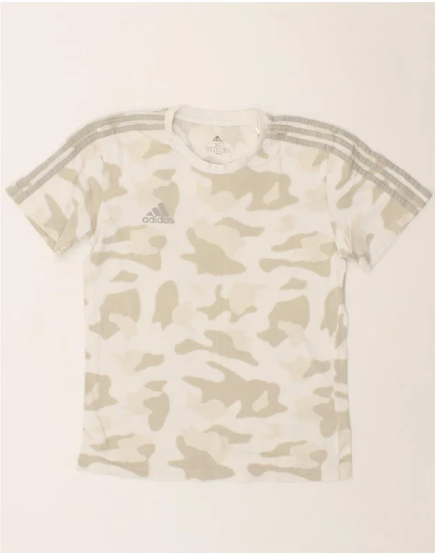 ADIDAS Womens T-Shirt Top UK 6 XS Grey Camouflage Cotton