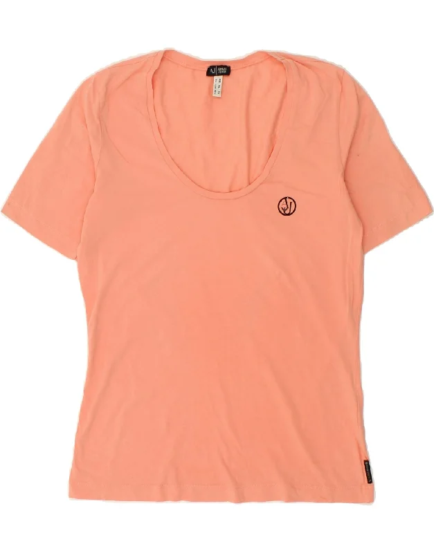 ARMANI Womens T-Shirt Top EU 46 XL Orange