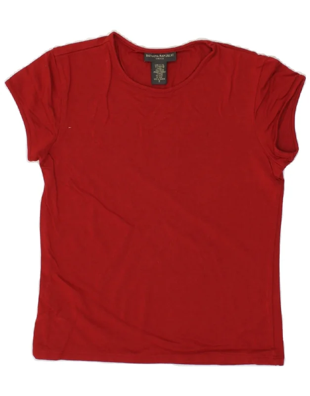 BANANA REPUBLIC Womens T-Shirt Top UK 10 Small Red Lyocell