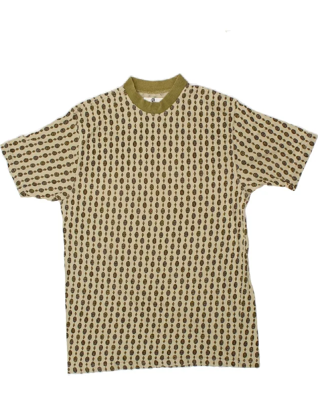 NAZARENO GABRIELLI Womens T-Shirt Top UK 18 XL Khaki Polka Dot Cotton