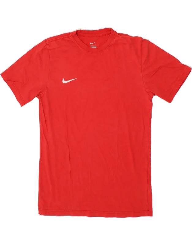 NIKE Womens T-Shirt Top UK 12 Medium Red Cotton