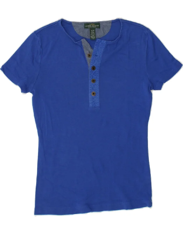 RALPH LAUREN Womens T-Shirt Top UK 6 XS Blue Cotton