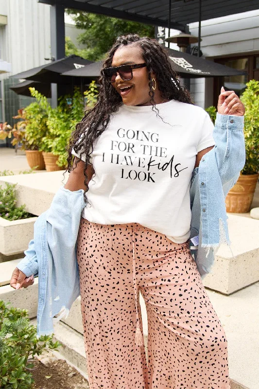 Simply Love Full Size GOING FOR THE I HAVE KIDS LOOK Short Sleeve T-Shirt Solid Print Embellished Simply Love Full Size GOING FOR THE I HAVE KIDS LOOK Short Sleeve T-Shirt Solid Print Embellished