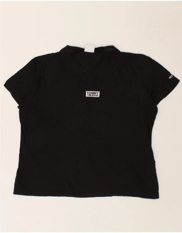 TOMMY HILFIGER Womens T-Shirt Top UK 10 Small Black Cotton