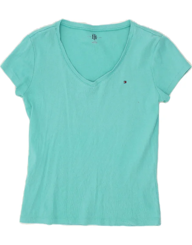 TOMMY HILFIGER Womens T-Shirt Top UK 14 Large Turquoise