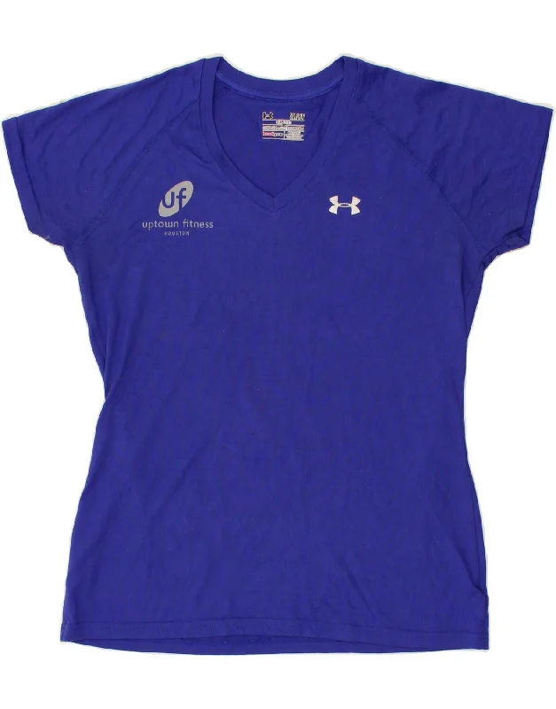 UNDER ARMOUR Womens T-Shirt Top UK 10 Small Blue Polyester Houndstooth Herringbone Solid UNDER ARMOUR Womens T-Shirt Top UK 10 Small Blue Polyester Houndstooth Herringbone Solid
