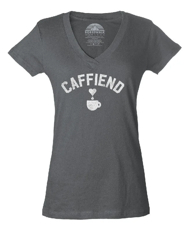 Women's Caffiend Vneck T-Shirt - Coffee Caffeine