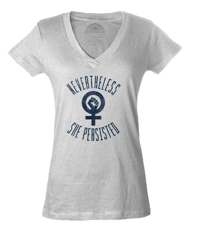 Women's Nevertheless She Persisted Vneck T-Shirt - Elizabeth Warren