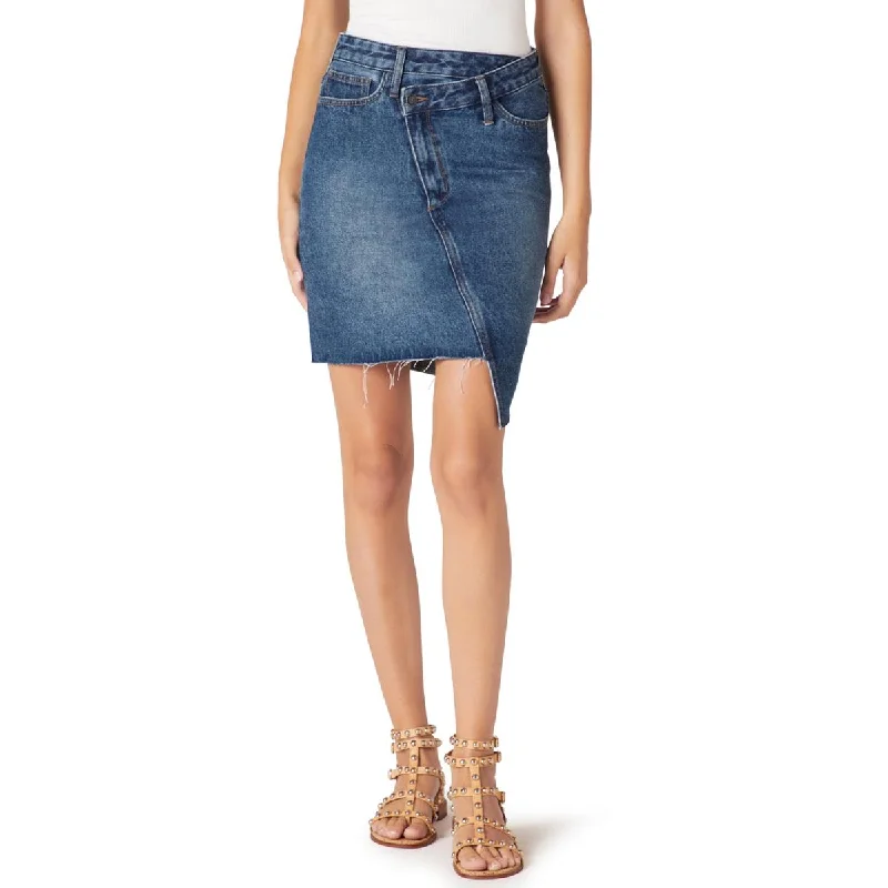 The Riley Womens Raw Hem Mini Asymmetrical Skirt