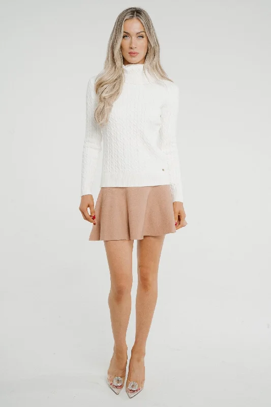 Eden Fine Knit Mini Skirt In Tan