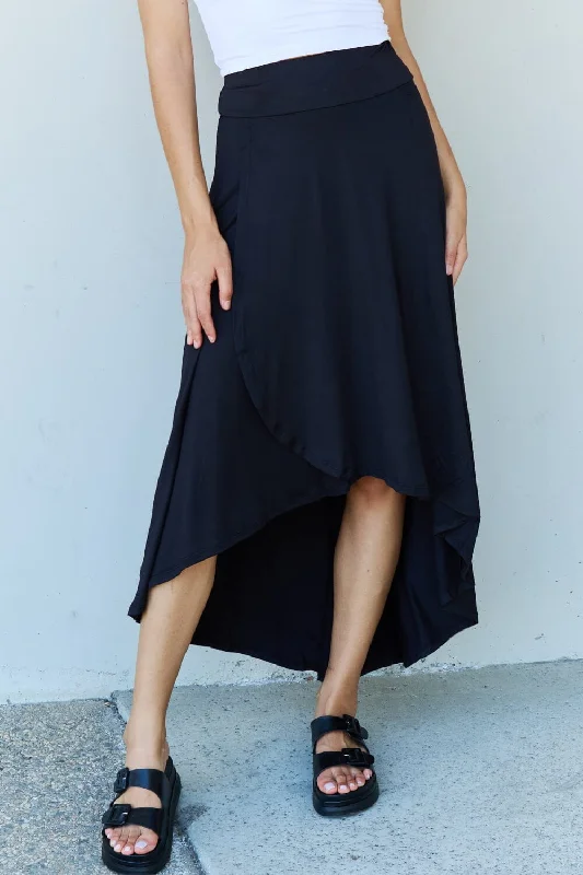 High Waisted Flare Maxi Skirt in Black