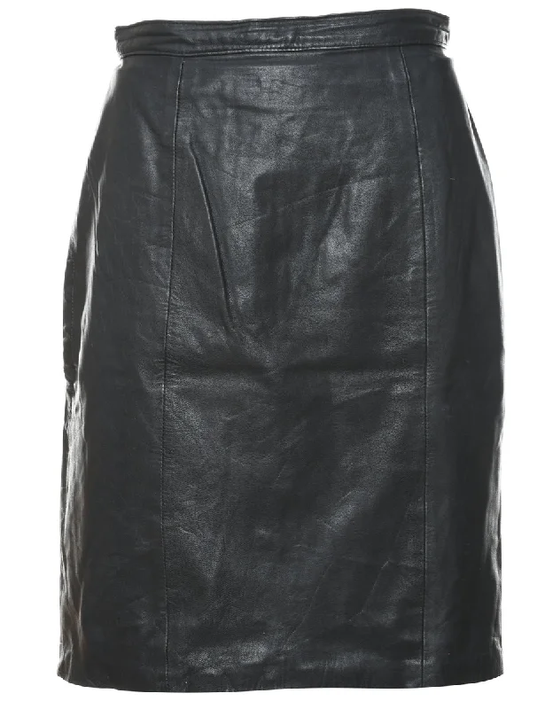 Pencil Shape Leather Skirt - S