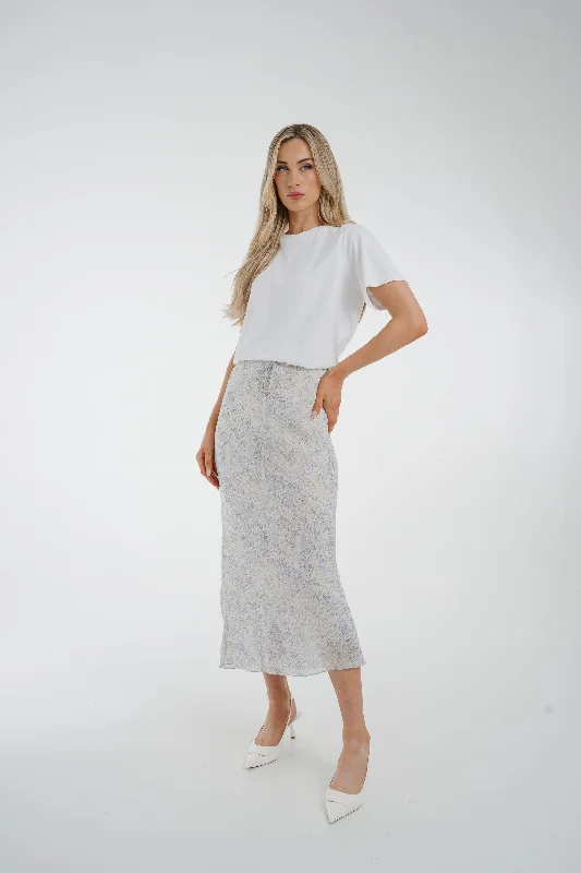 Taylor Print Midi Skirt In Lilac