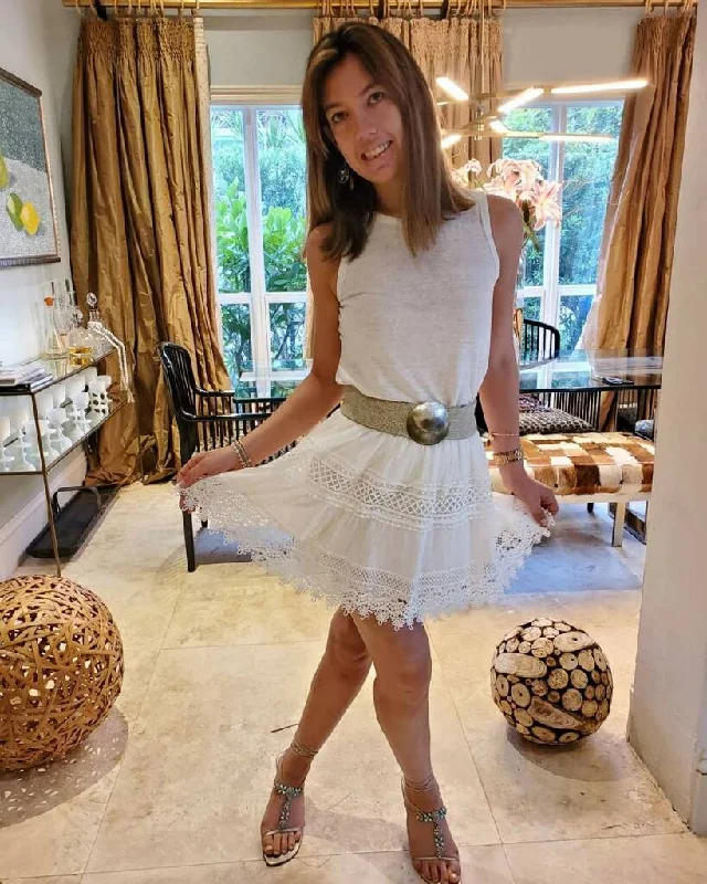 WHITE LACE MINI SKIRT chiffon skirt delicate