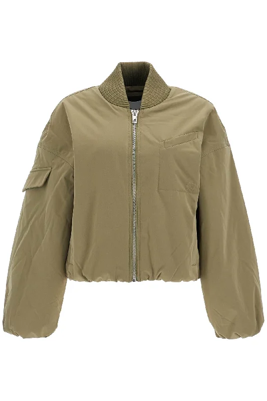 Short Oversized Bomber Jacket  - Green