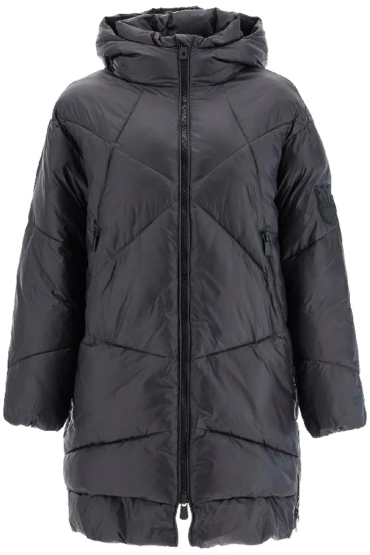 Mid-length Down Jacket With Hood  - Black