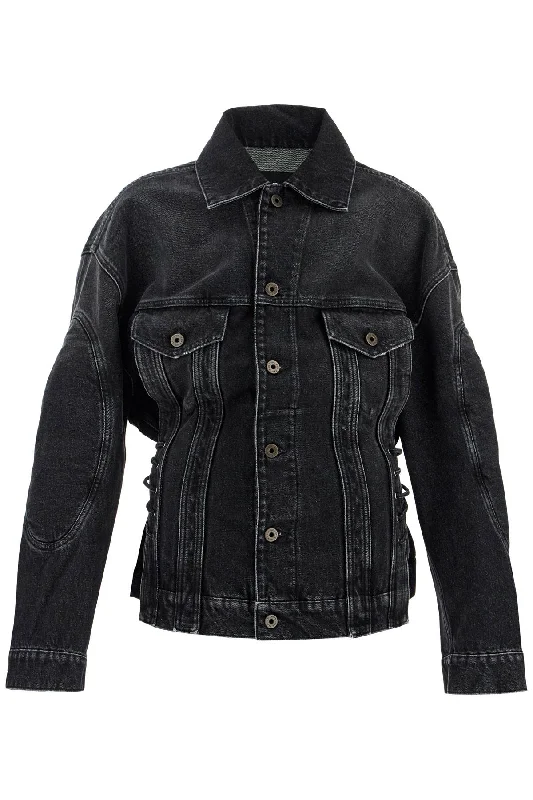 Denim Jacket With Laces  - Black