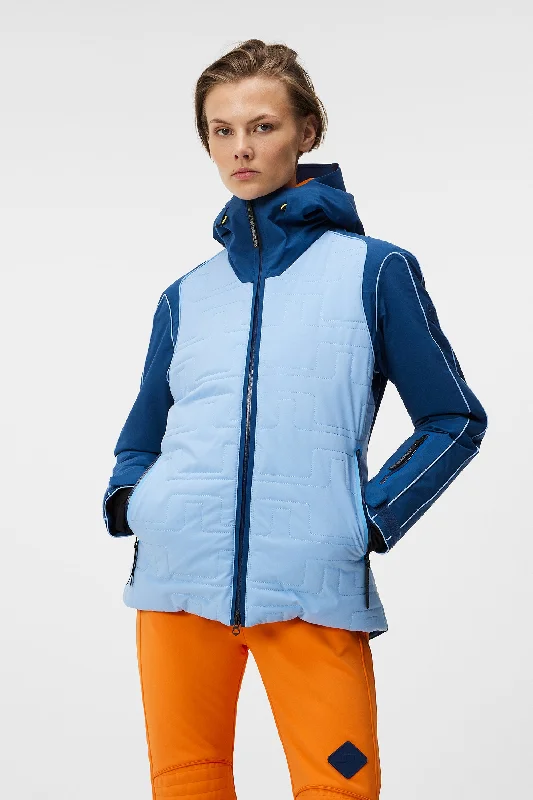 J.Lindeberg Womens Cassidy Hybrid  SkiJacket - Estate Blue Cotton Fabric Linen Fabric Terry Fabric