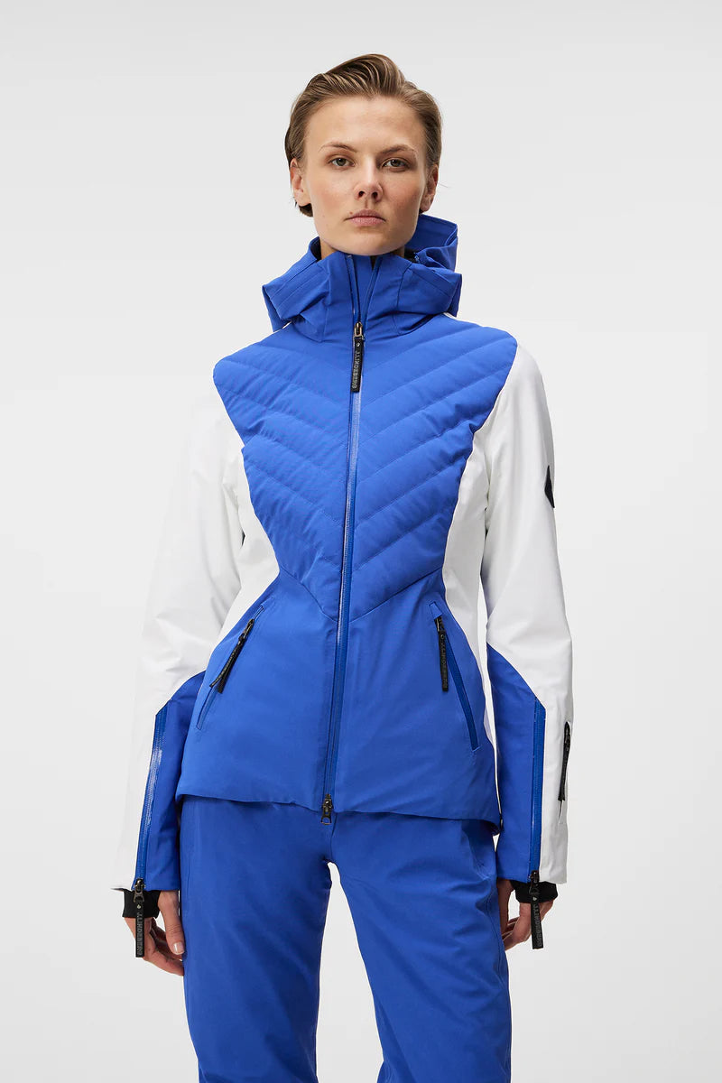 J.Lindeberg Womens Celestial Down Jacket - Dazzling Blue Knit Fabric Woven Fabric Fleece Fabric