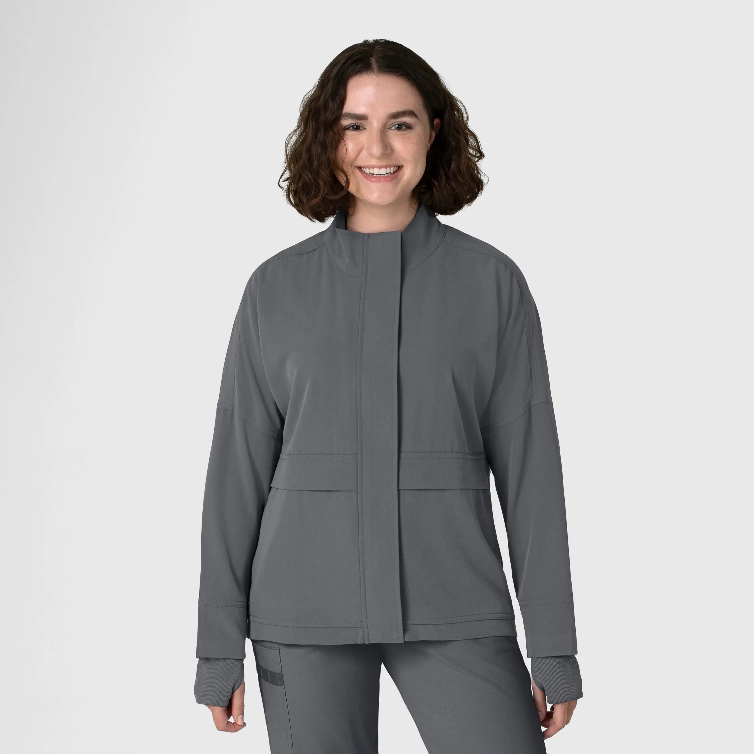 Wink Women's Germs Happen Packable Scrub Jacket - Pewter Rayon Fabric Velvet Fabric Corduroy Fabric Wink Women's Germs Happen Packable Scrub Jacket - Pewter Rayon Fabric Velvet Fabric Corduroy Fabric