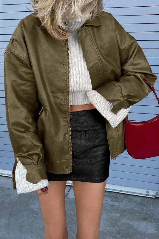 Women's Faux Leather Motorcycle Jacket Trendy Fall Clothes Oversized Zip Up Winter Coat Outerwear Boat Neck Shawl Collar Notched Collar Women's Faux Leather Motorcycle Jacket Trendy Fall Clothes Oversized Zip Up Winter Coat Outerwear Boat Neck Shawl Collar Notched Collar