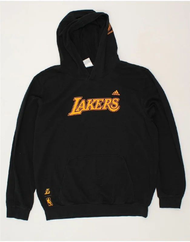 ADIDAS Mens Lakers Graphic Hoodie Jumper Large Black Cotton