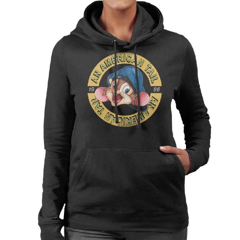 An American Tail 1986 Fievel Mousekewitz Character Head Women's Hooded Sweatshirt