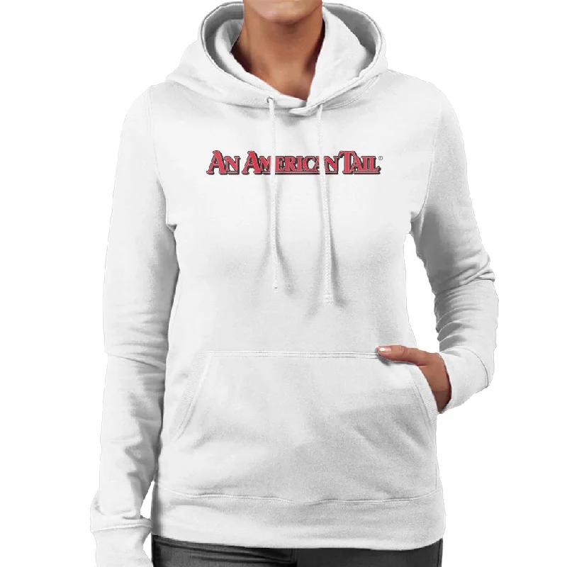 An American Tail Classic Red Text Logo Women's Hooded Sweatshirt