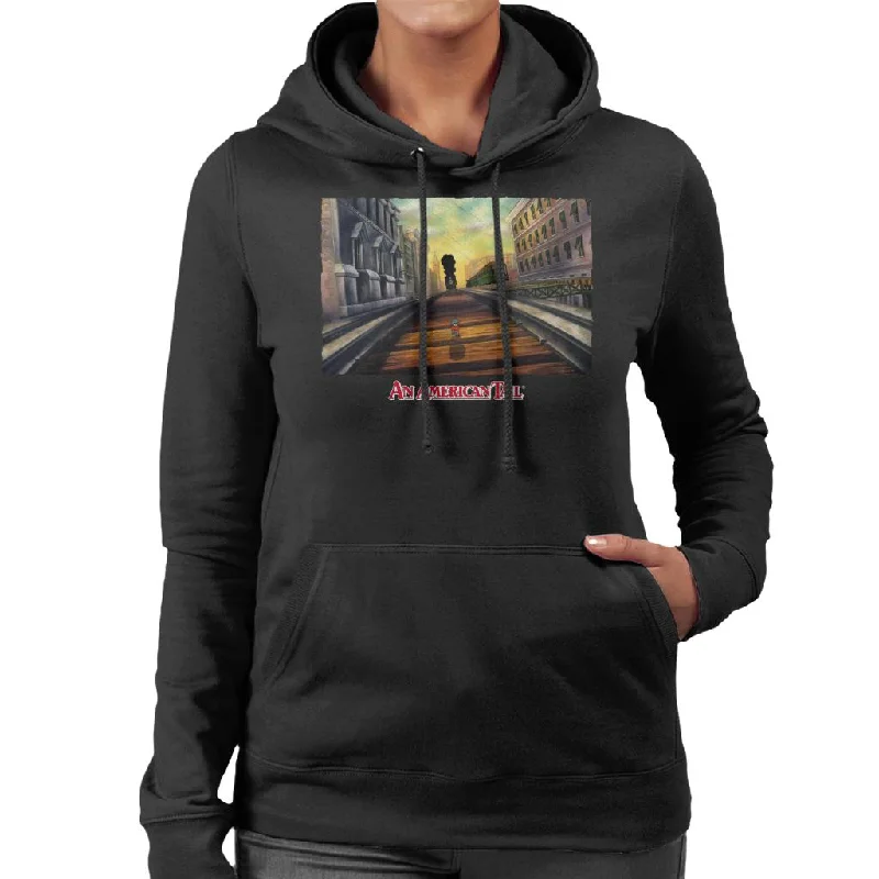 An American Tail Fievel Mousekewitz Walking On Train Track Women's Hooded Sweatshirt