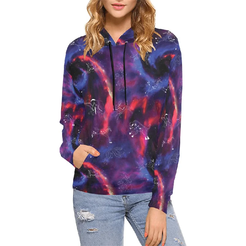 Animal Ancestors 3 Blue Pink Swirl Hoodie for Women (USA Size)