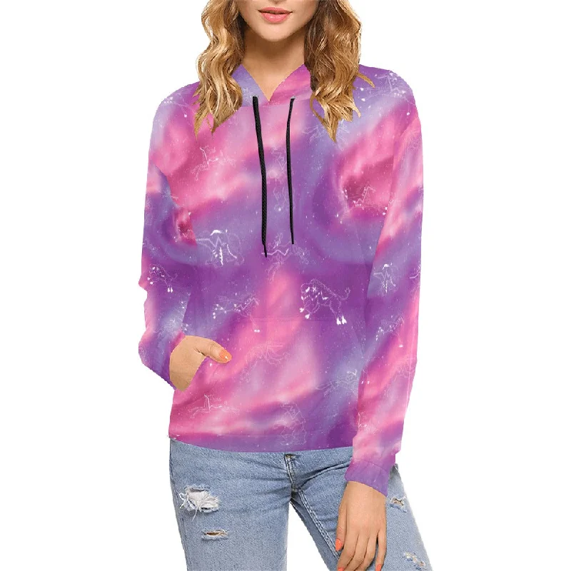 Animal Ancestors 7 Aurora Gases Pink and Purple Hoodie for Women (USA Size)