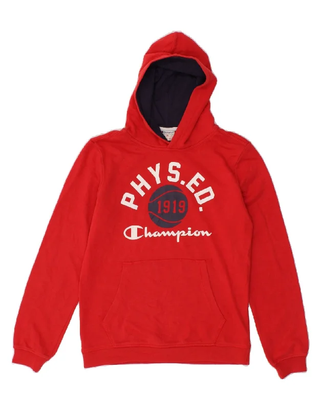 CHAMPION Boys Graphic Hoodie Jumper 13-14 Years XL Red Cotton Oversized Hoodie Comfort Casual CHAMPION Boys Graphic Hoodie Jumper 13-14 Years XL Red Cotton Oversized Hoodie Comfort Casual