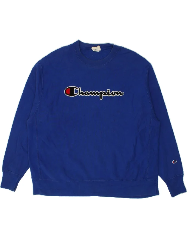 CHAMPION Mens Graphic Sweatshirt Jumper XL Blue Cotton