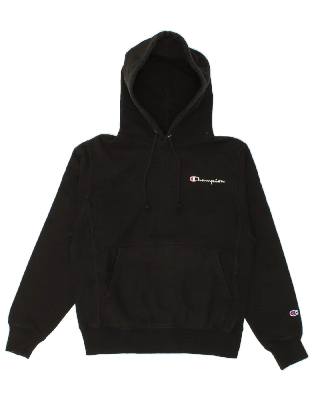 CHAMPION Mens Hoodie Jumper Small Black Cotton