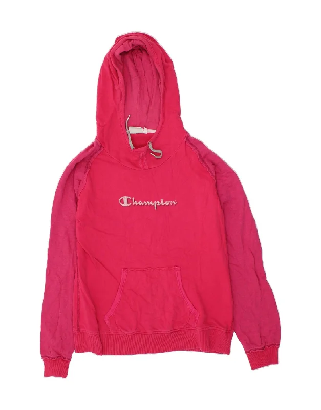 CHAMPION Womens Graphic Hoodie Jumper UK 18 XL Pink