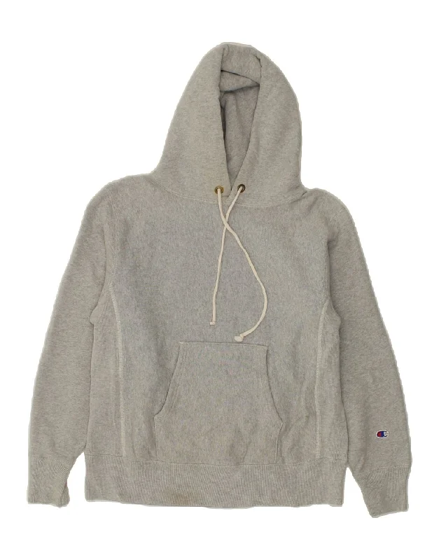CHAMPION Womens Hoodie Jumper UK 14 Medium Grey Cotton Hoodie with V-Neck Classic Versatile CHAMPION Womens Hoodie Jumper UK 14 Medium Grey Cotton Hoodie with V-Neck Classic Versatile