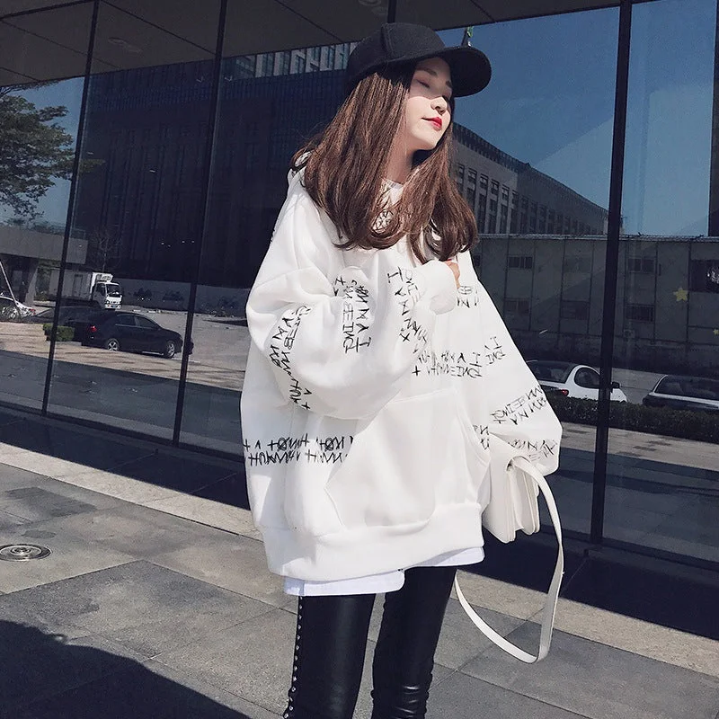 Coat Women's Winter Hong Kong Style Students WOMEN'S Dress 2019 New Style Hoodie Hooded plus Velvet Harajuku-Style Tops Korean-s