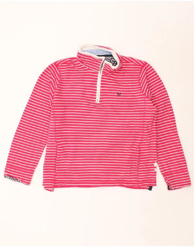 CREW CLOTHING Womens Zip Neck Sweatshirt Jumper UK 16 Large Pink Striped Hoodie with Lace Feminine Delicate CREW CLOTHING Womens Zip Neck Sweatshirt Jumper UK 16 Large Pink Striped Hoodie with Lace Feminine Delicate
