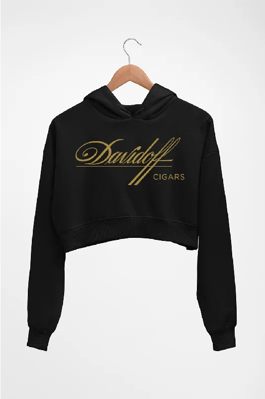 Davidoff Cigars Crop HOODIE FOR WOMEN Hoodie with Raglan Sleeves Sporty Comfortable