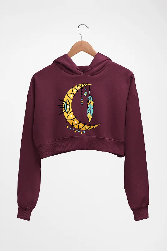Dream Catcher Moon Crop HOODIE FOR WOMEN Hoodie with Front Slit Layering Stylish