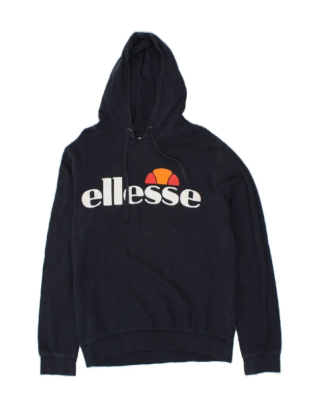 ELLESSE Mens Graphic Hoodie Jumper Large Navy Blue