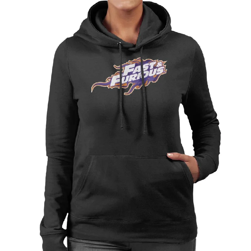 The Fast and The Furious Orange Purple Logo Women's Hooded Sweatshirt