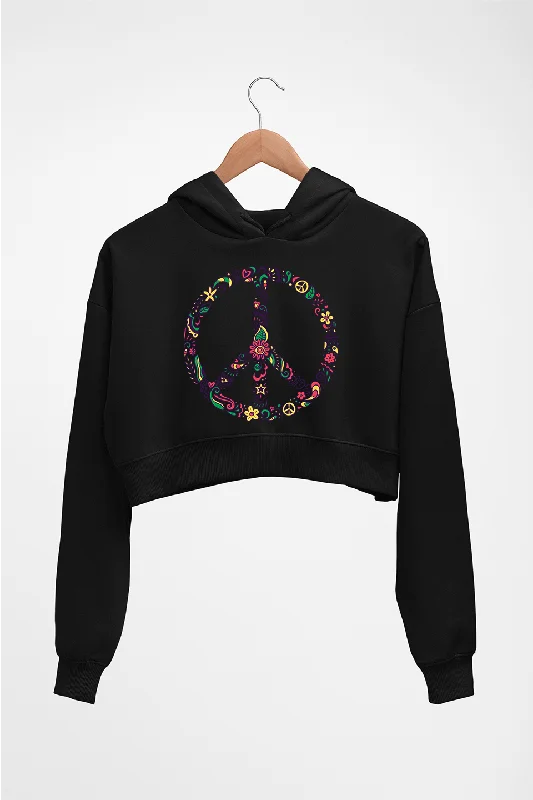 Floral Peace Crop HOODIE FOR WOMEN Hoodie with Thumb Holes Functional Cozy