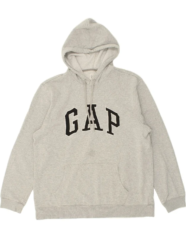 GAP Mens Graphic Hoodie Jumper XL Grey Cotton