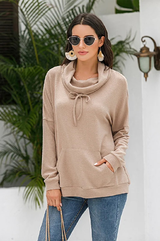 Ivy Lane Cowl Neck Drop Shoulder Sweatshirt Hoodie with Tie-Dye Psychedelic Retro