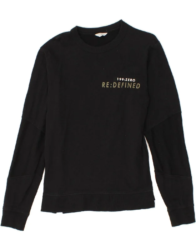 JACK & JONES Mens Graphic Sweatshirt Jumper Medium Black Cotton Hoodie with Hem Detail Decorative Unique JACK & JONES Mens Graphic Sweatshirt Jumper Medium Black Cotton Hoodie with Hem Detail Decorative Unique